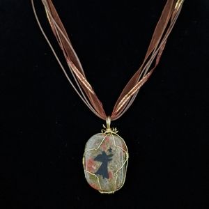 Wire-wrapped stone pendant necklace